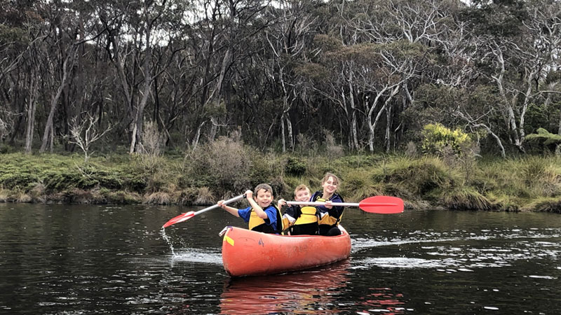Canoe lessons on Wentworth Falls Lake is part of the BMGS Wild Ed program
